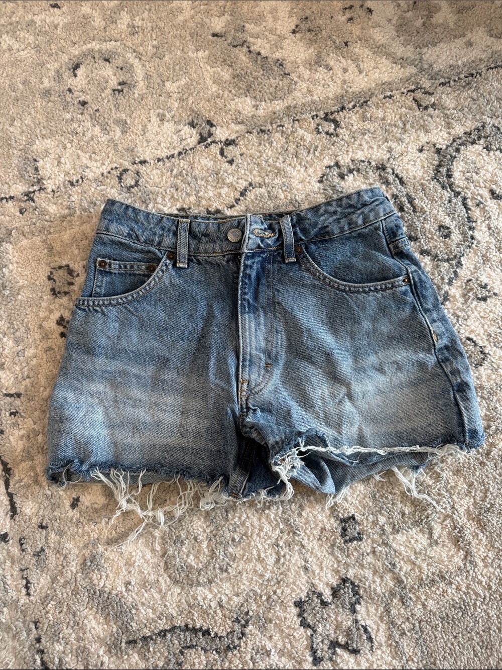 Topshop Distressed Light Blue Denim Cutoff Shorts